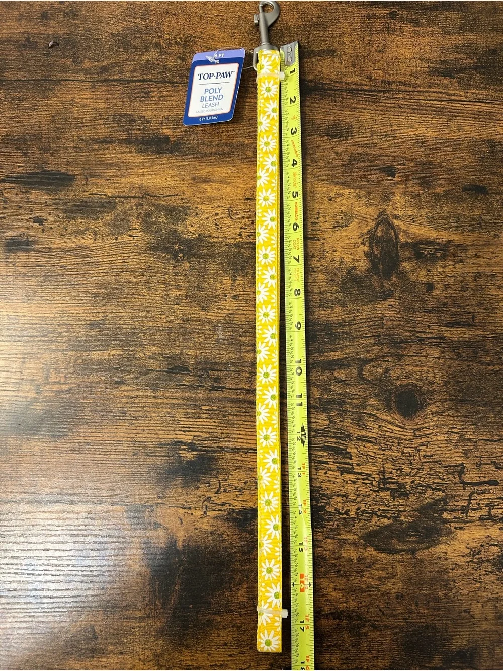 Top Paw Yellow Daisy Pattern Dog Collar + Leash XS